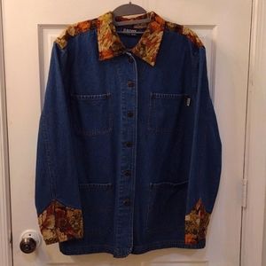 Demin tapestry floral Blassport denim chore coat jacket